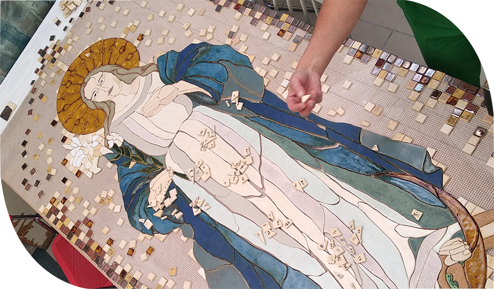 montaż mozaiki na siatce Ania Link Fair Tiles Ceramika Lublin